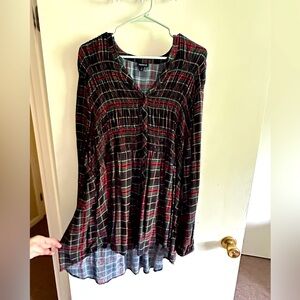 Torrid high/low tunic dress red plaid